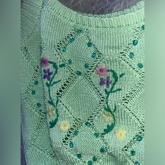 Zara Cropped Mint Knit Top - Picture 4 of 12